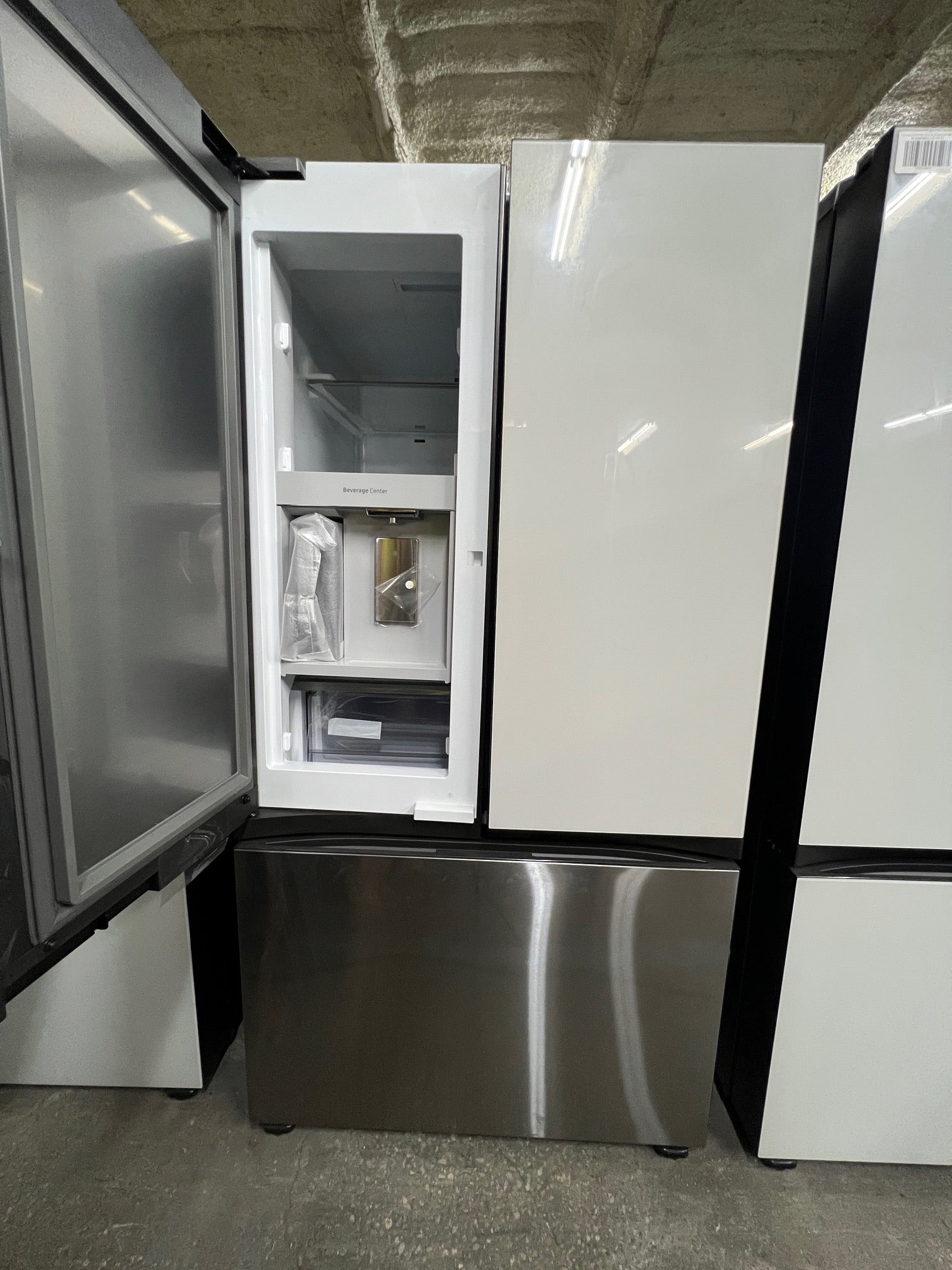 Samsung BESPOKE 30 cu. ft. 3-Door French Door Smart Refrigerator with Beverage Center - White & Stainless Steel